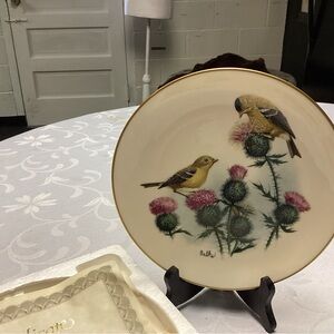Decorative Plate with Birds and Thistles goldfinch